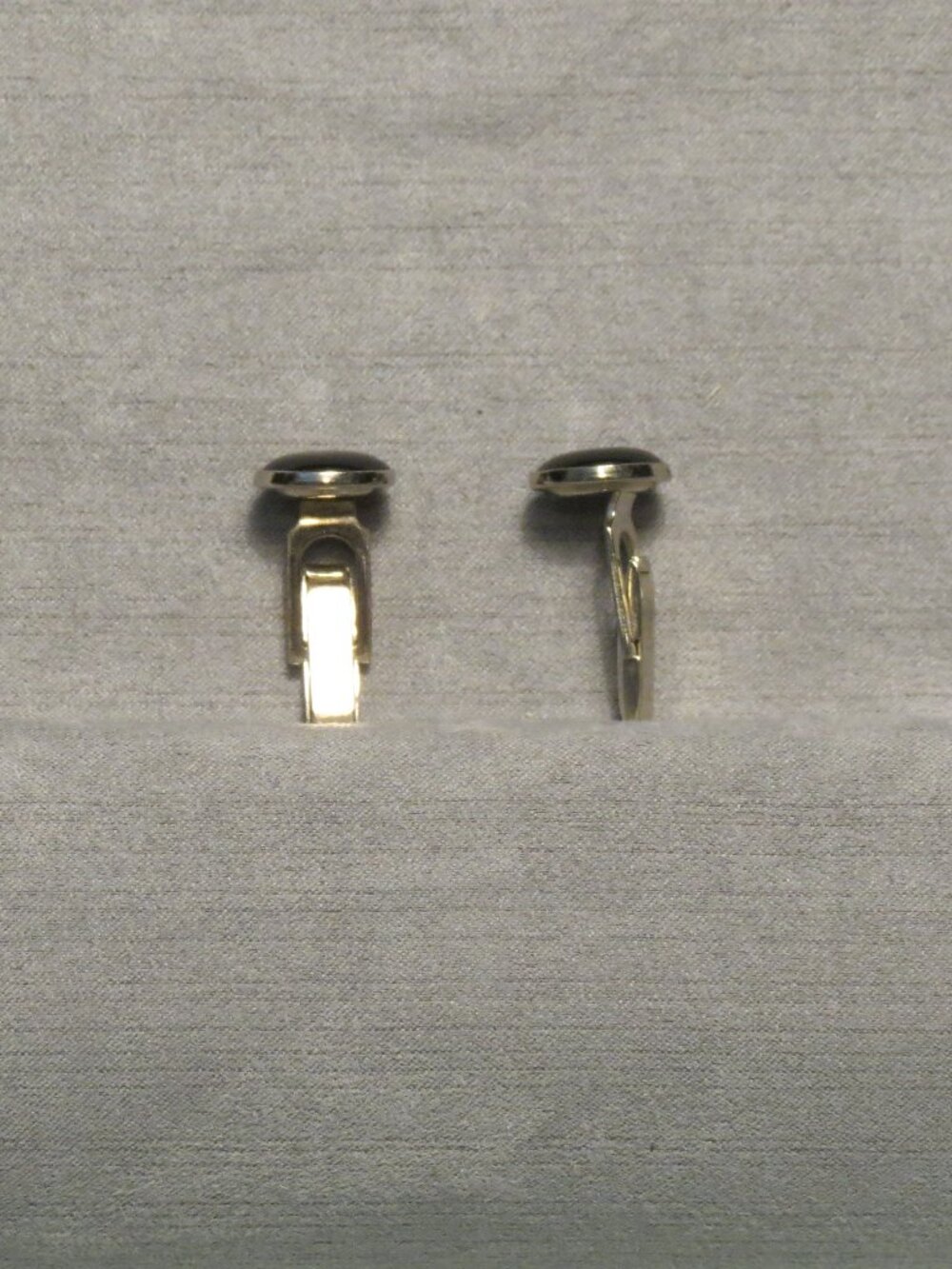 Set of Silver Toned Gray Stone Cufflinks